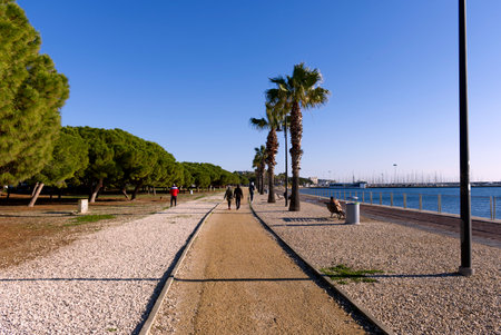 Cagliari, Italy - 12 jan 2024: walk along the Poetto seafrontのeditorial素材