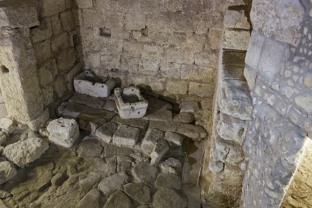 Cagliari, Italy - 9 jan 2024: Interior of a kitchen in a Romanesque houseのeditorial素材