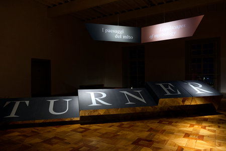 Venaria, Italia - 26 dec 2023: entrance to the exhibition of the painter Turnerのeditorial素材
