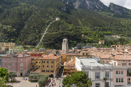 Riva del Garda aerial panoramic view.の写真素材