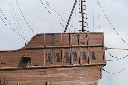 ships hull detail. Port side of the Galleonの写真素材