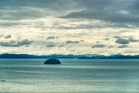 A photo looking out from a boat tour destination.の写真素材
