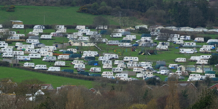 Caravan park near seaside town of Seaton in Devonの写真素材