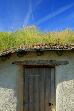Building with green roof in village of Kilmington in East Devonの写真素材