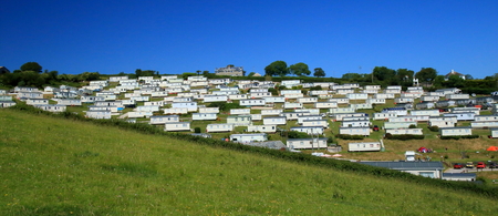 Static caravan park near village of Beer in Devonの写真素材