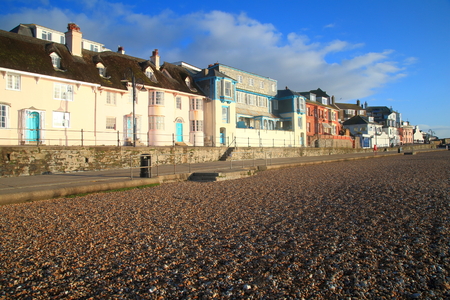 Esplanade with pebble beach in Lyme Regis, Dorsetのeditorial素材