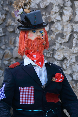 MUSBURY, UK - July 14th 2018:. Straw-filled frighteners around the streets of Musbury village in East Devon during a scarecrow festival staged on the weekend of July 14 and 15.のeditorial素材