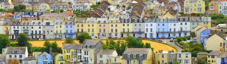 Panoramic view of seaside town of Ilfracombe on the North Devon coast, Englandの写真素材