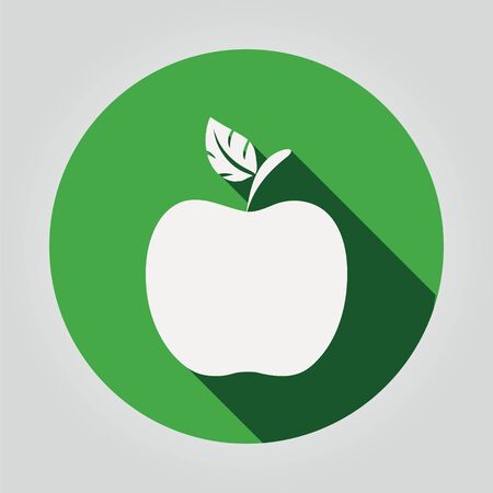 Apple icon with shadow in flat design.- Illustration.のイラスト素材