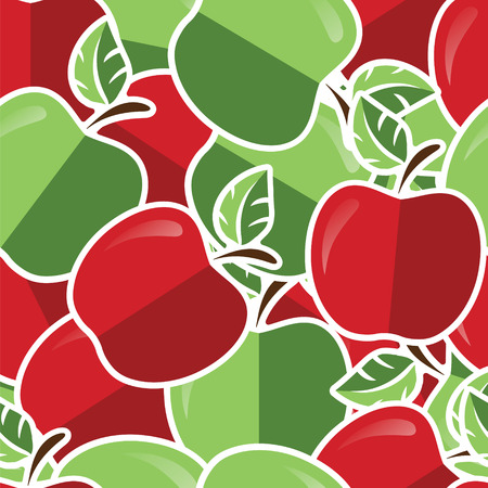 Red and green apple sticker background/card in vector format.のイラスト素材