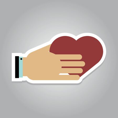 Heart in hand stickers. Vector.のイラスト素材