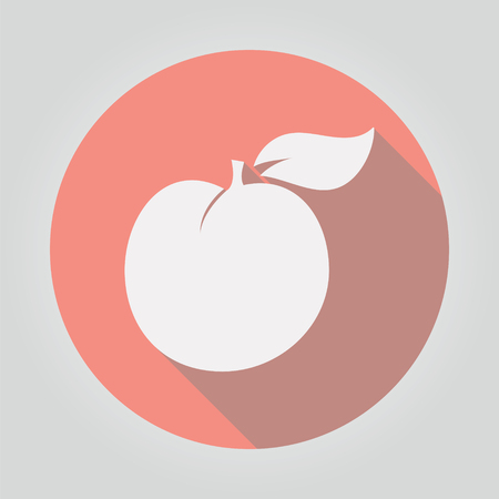 Peach modern flat icon vector with long shadow. Isolated on white background.- Illustration.のイラスト素材