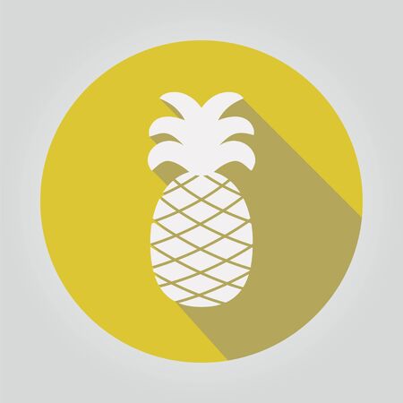 pineapple tropical fruit icon with shadow in flat design.- Illustration.のイラスト素材