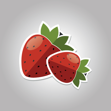 Strawberry sticker. Vector illustration.のイラスト素材