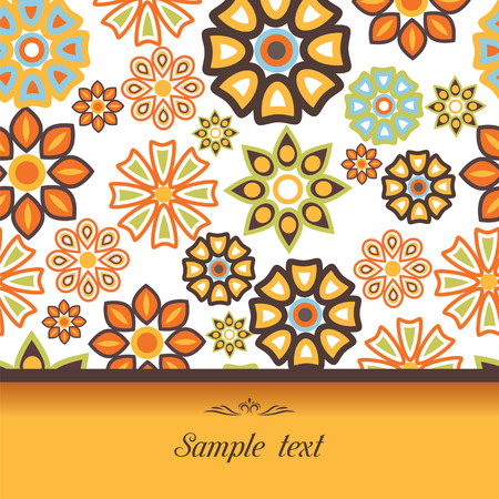 Vector background with stylized flower, leaves.Decorative floral abstract illustration with text box for celebration and holiday. Beautiful floral invitation card.のイラスト素材