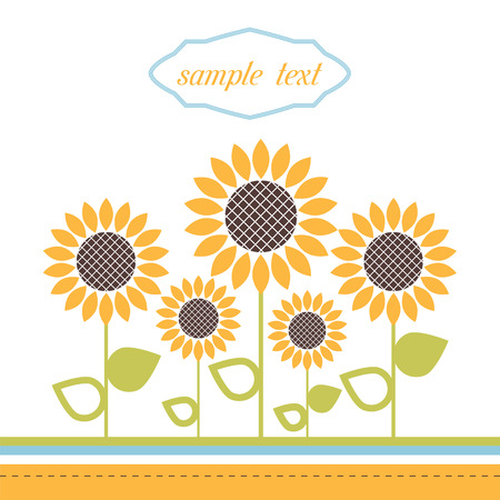 Vector background with stylized flower, leaves. Invitation and greeting card with bunch of flowers. Decorative floral abstract illustration with text box for celebration and holiday.のイラスト素材