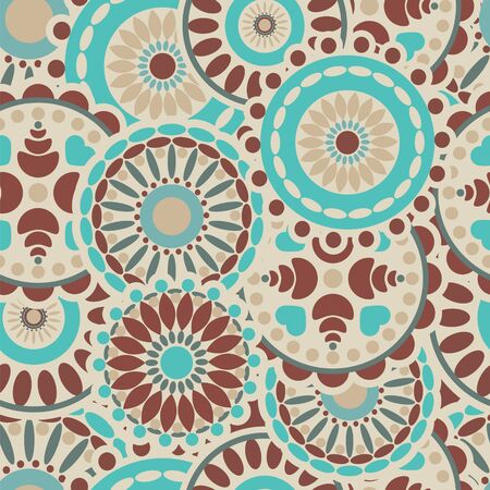 Colorful circle flower mandalas seamless pattern , vector.のイラスト素材