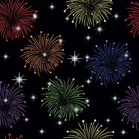 Seamless firework on black backgroundのイラスト素材