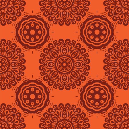 Vector seamless pattern in boho style. Henna mehndi design background. Ethnic, Indian, Islamic, Asian, Arabic, persian texture.のイラスト素材