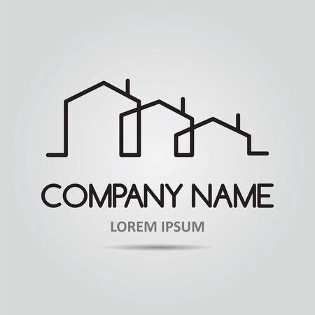 Vector icon with buildings and space textのイラスト素材