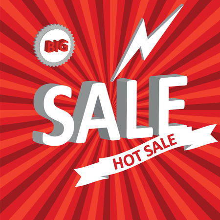 Sale poster. Vector illustration. Design template for holiday sale event. 3d white text SALE- Illustrationのイラスト素材