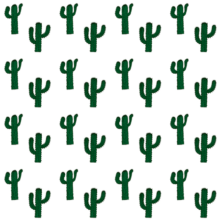 Vector seamless pattern with cactus. Hand-drawn background.Design for T-shirt, textile and prints.のイラスト素材
