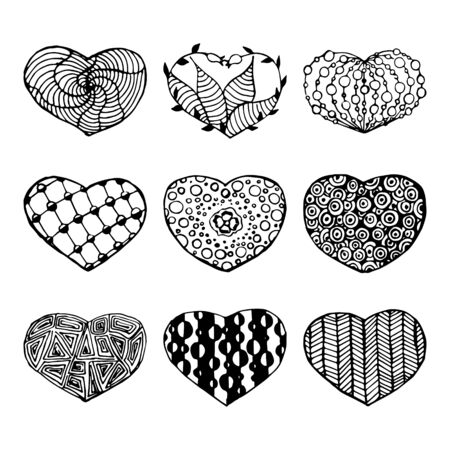 doodles hearts setのイラスト素材