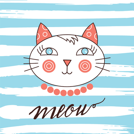 Cute cat vector.  Can be used for school books and drawing poster, T-shirt Print and cartoon character.のイラスト素材