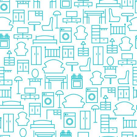 Seamless pattern of furniture. Beautiful background. Vector illustration. Endless texture can be used for printing onto fabric and paper or scrap booking.のイラスト素材