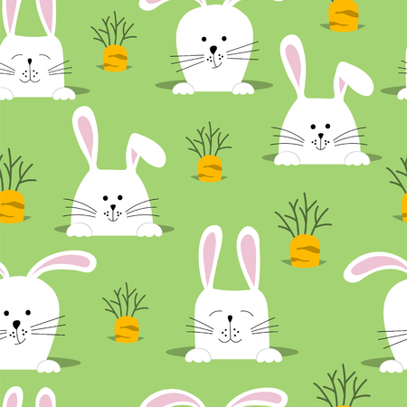 Pattern with rabbits and carrotsのイラスト素材