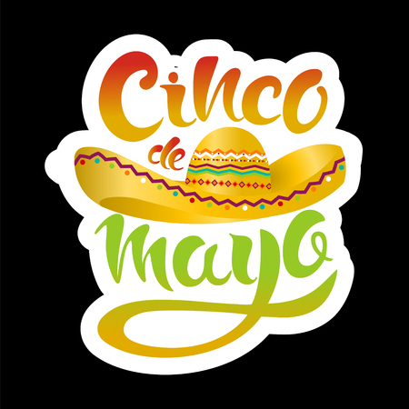 Cinco de Mayo poster template with sombrero on black background.のイラスト素材
