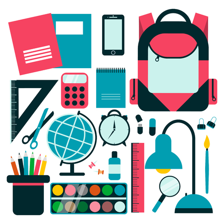 Back to school background with school supplies set. Vector illustration. のイラスト素材