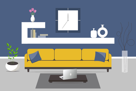 Living room design. Flat style. Vector illustration.のイラスト素材