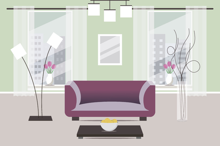 Living room design. Flat style. Vector illustration.のイラスト素材