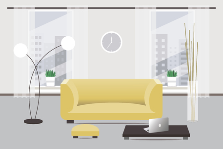 Living room design. Flat style. Vector illustration.のイラスト素材