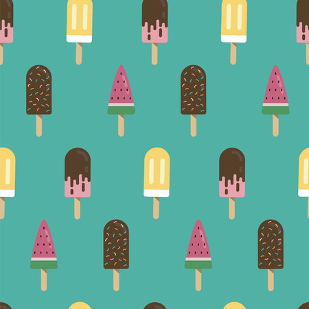 Seamless pattern with ice cream. Flat design.のイラスト素材