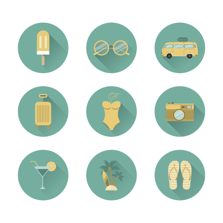 Beach icons set. Vector illustration.のイラスト素材