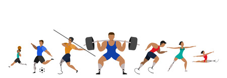 Athletes with prosthetic legs on a white background. Sports poster.のイラスト素材