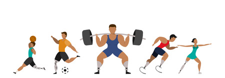Athletes with prosthetic legs on a white background. Sports poster. Paralympic Sport Concept.のイラスト素材