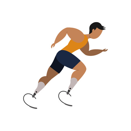 Athlete with leg bioprosthesis on a white background. Paralympic Sport Concept.のイラスト素材
