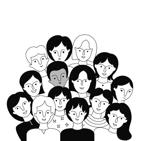 Happy Children's day poster with boys and girls. Vector hand drawn illustration. Doodle style.のイラスト素材