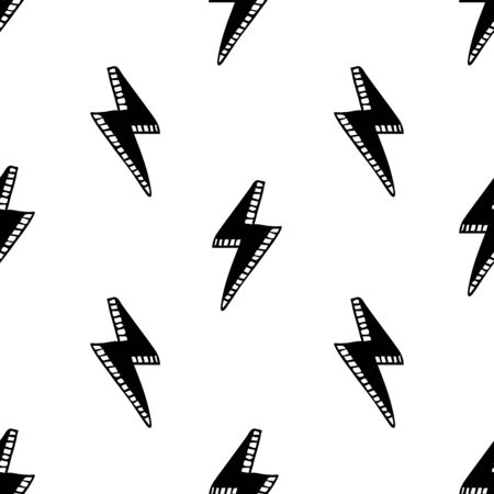 Seamless pattern with Thunder lights. Hand drawn vector illustration.のイラスト素材