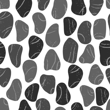 Seamless pattern with river stones on a white background. Sea gravel vector illustration.のイラスト素材
