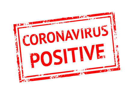 CORONAVIRUS POSITIVE text by red rubber stamp, concept picture