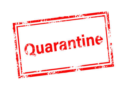 Quarantine - text by red rubber stamp, concept pictureの写真素材