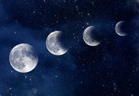 Amazing space, sky with stars and moon during eclipse, backgroundの写真素材