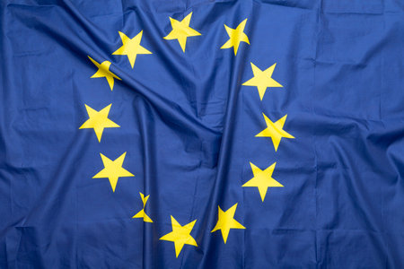 Natural fabric crumpled EU or European Union flagの写真素材