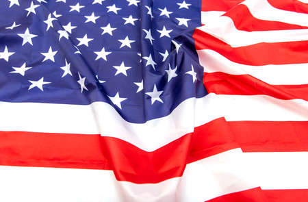 USA fabric flag, texture or background American flagの写真素材