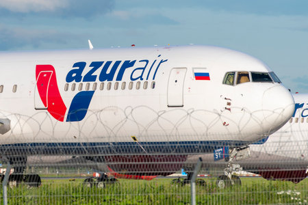 MOSCOW - JUL 24: Airplanes of AzurAir airline at Vnukovo airport in Moscow on July 24.2020 in Russiaのeditorial素材