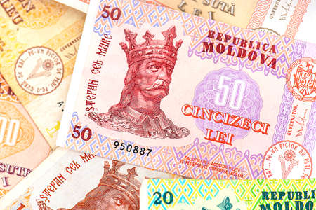 Moldova Ð¡urrency, lei banknote, Currency of Republic of Moldovaの写真素材